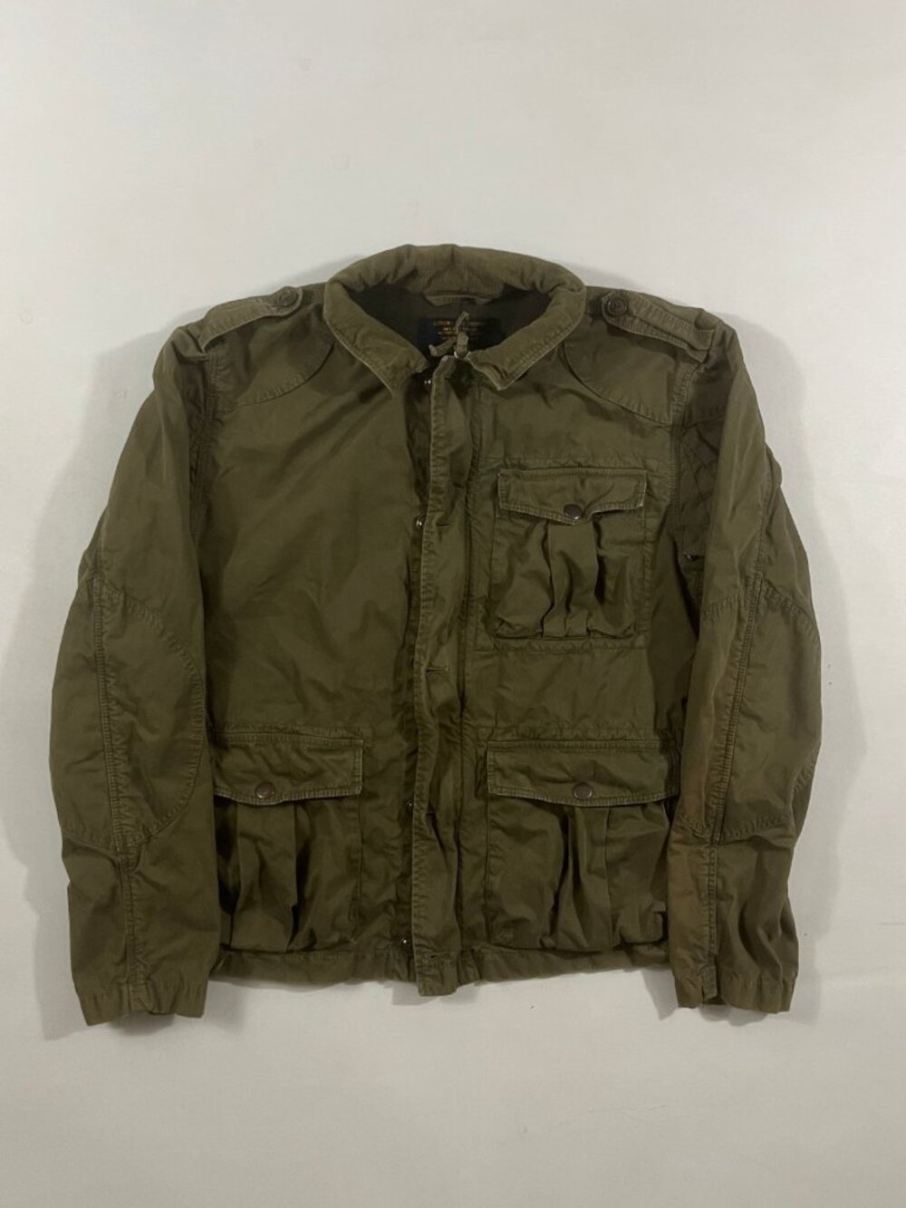 J.Crew Cadet Jacket Olive Green Military Field Utility Jacket Corduroy Collar